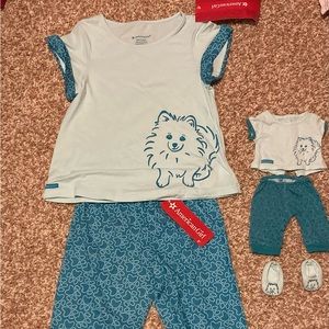 AG doll and girl matching pjs